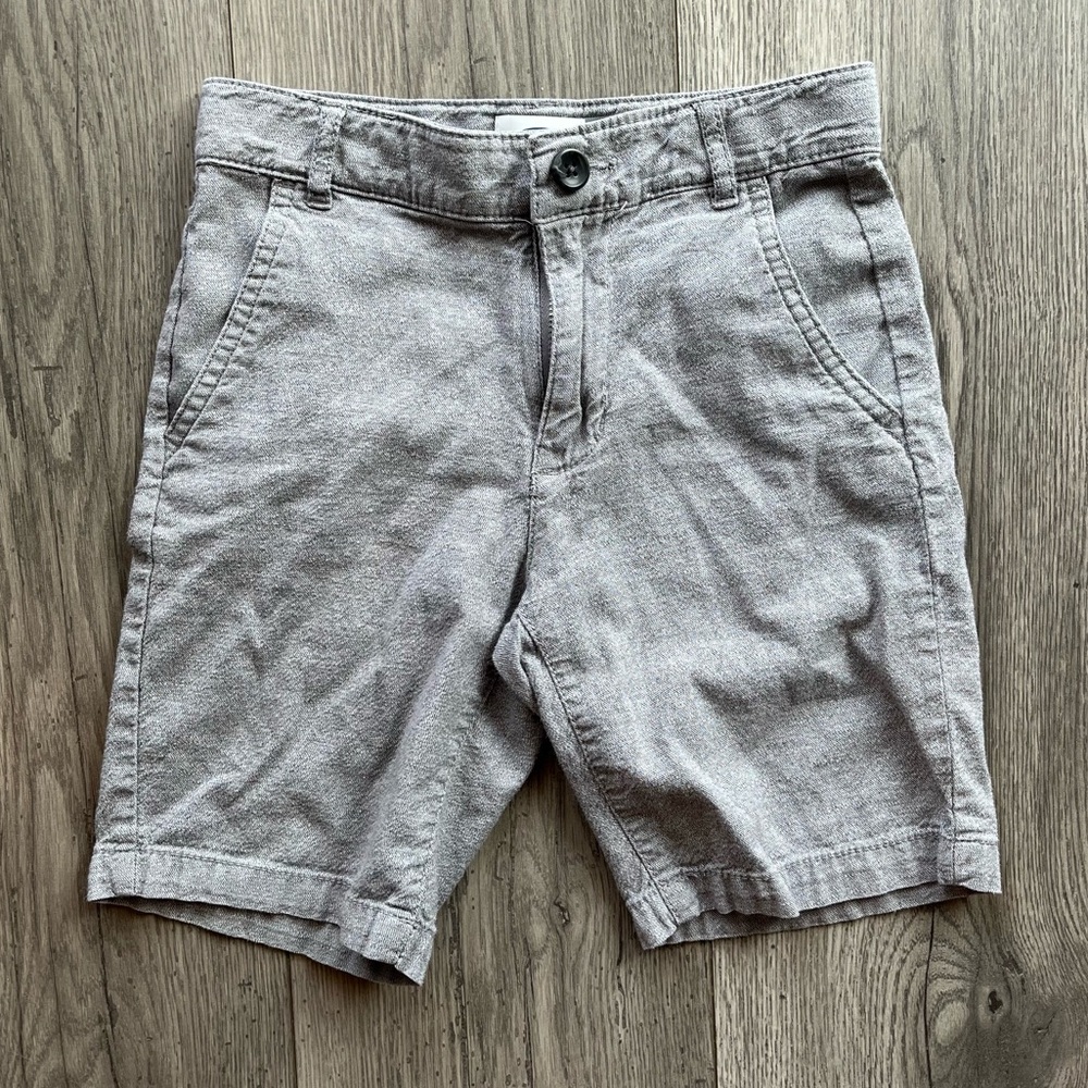 Old Navy Boy’s Twill Shorts Medium Heather Gray Size 6 Flat Front Pockets Casual